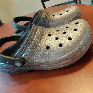 Kids Silver Glitter Clogs